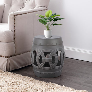 Lucky Coins 16" Chinese Ceramic Drum Garden Stool